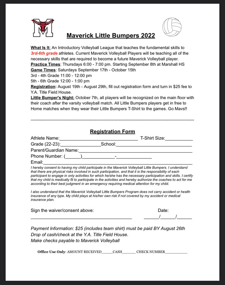 Little Bumpers Volleyball Form 2022 David Crockett Elementary School